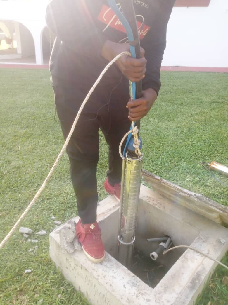 Borehole drilling machine in operation