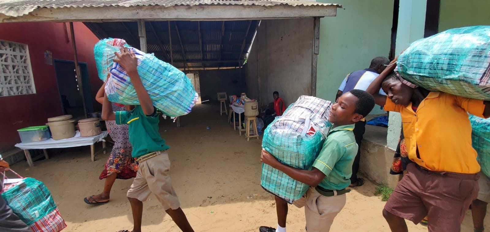 Carrying school supplies